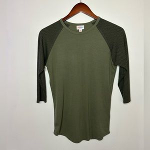 LulaRoe Army Green Baseball Shirt